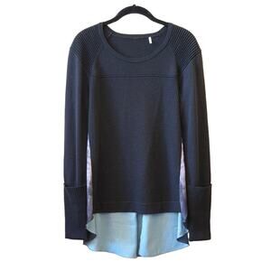 Elie Tahari Merino Wool Long Sleeve Jumper Knit Sweater Top Scoop Neck Small